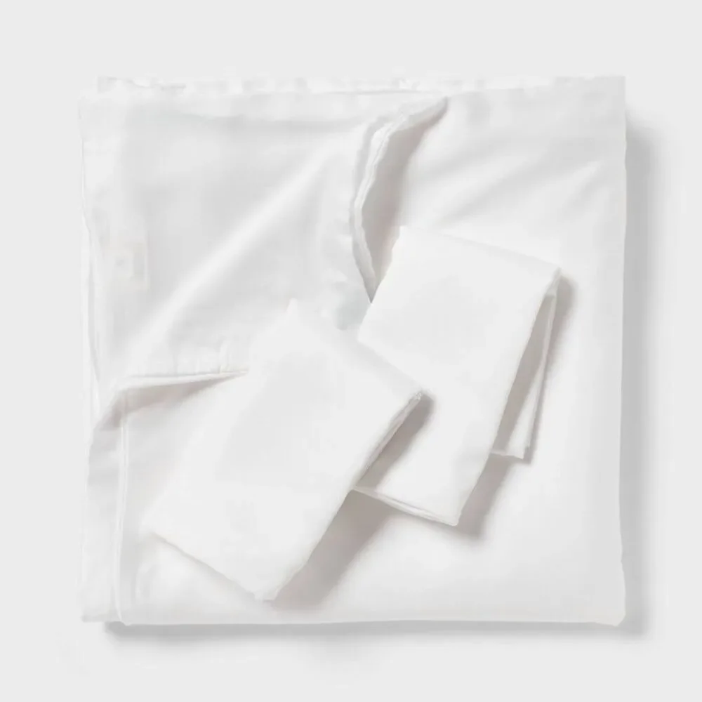 3pc King 320TC TENCEL Cooling Satin Weave Duvet Set - White
